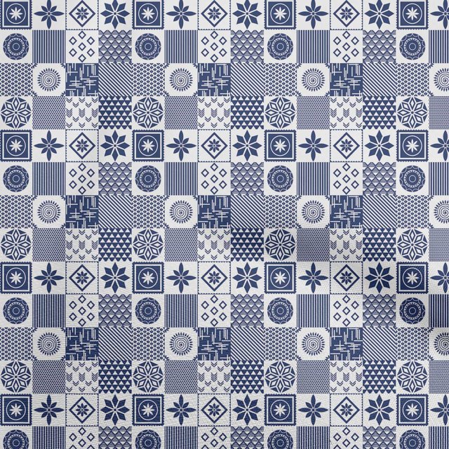 oneOone Viscose Chiffon Blue Fabric Geometric Craft Projects Decor Fabric Printed By The Yard 42 Inch Wide