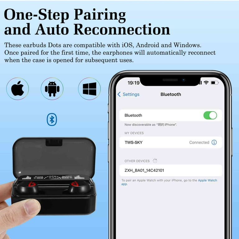 Wireless Earbuds Bluetooth 5.0 Headphones with Digital LED Display Charging Case Stereo Mini Earphones in Ear Headset Waterproof For Xiaomi Mi A2 Lite Redmi 6 Pro Walmart