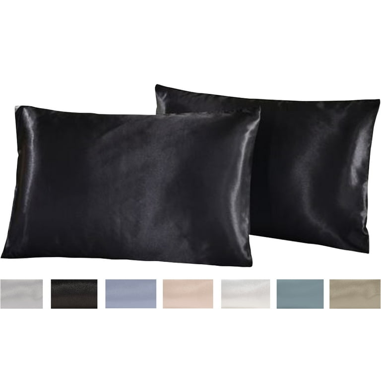 Satin Radiance 230 Thread Count Black Solid Print Polyester Sheet Sets,  Queen (4 Pieces)