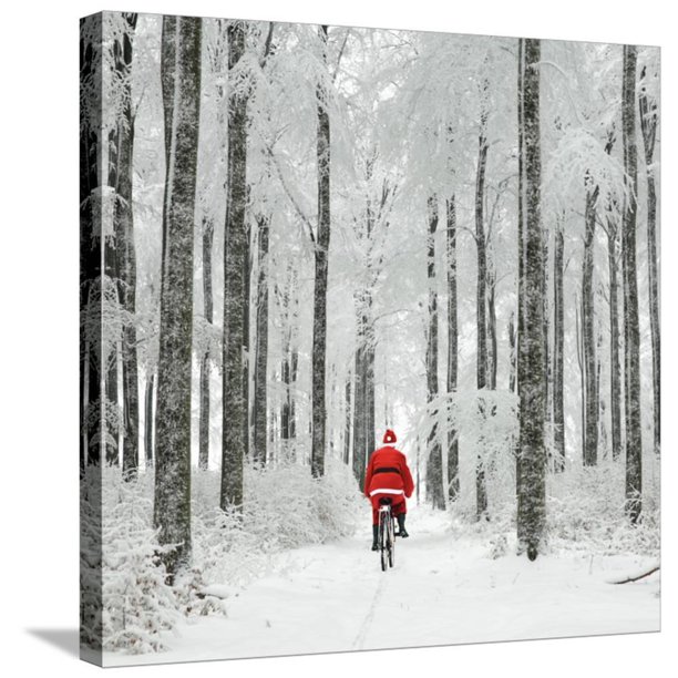 Father Christmas on a Bicycle in Snow, Figurative Scenic Transportation