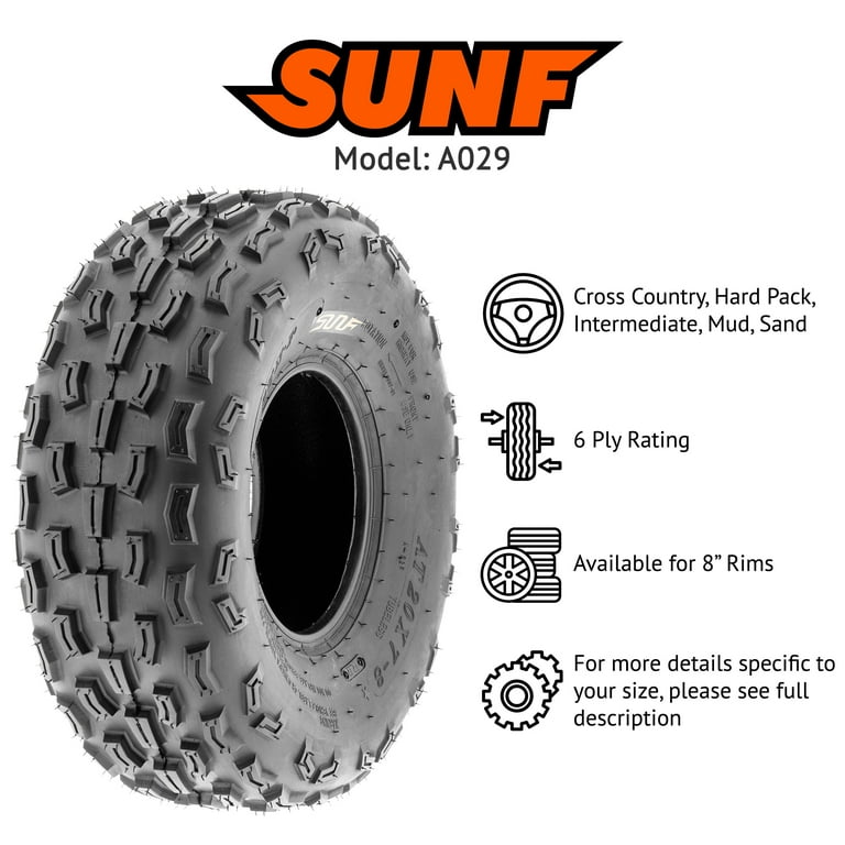 SunF A027 ATV/UTV Knobby Tires - 20x10-9 Sport Race 6PR All-Terrain Pair (Set Of 2)