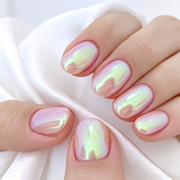 Iridescent Aurora Chrome Nail Powder Rainbow Neon Pearlescent Glitter