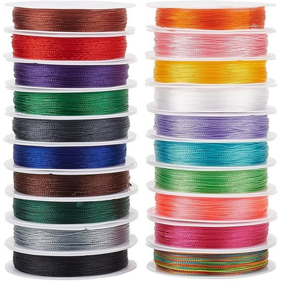 20 Rolls 20 Colors Round Polyester Cord for DIY Jewelry Beading Making Mixed Color 0.4mm about 10.94 Yards(10m)/Roll 1 roll/color