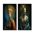 thumbnail image 2 of Designart "Ethereal High Fashion Inspired by Eiko Ishioka II" Asian Woman Framed Wall Art Set Of 2 - Glam Blue Frame Gallery Set For Office Decor, 2 of 6