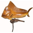 thumbnail image 2 of Huge Beautiful Handmade Wooden MAHI MAHI Dolphin Sculpture Statue Carving Sport Fish Trophy ONE of A Kind, 2 of 3