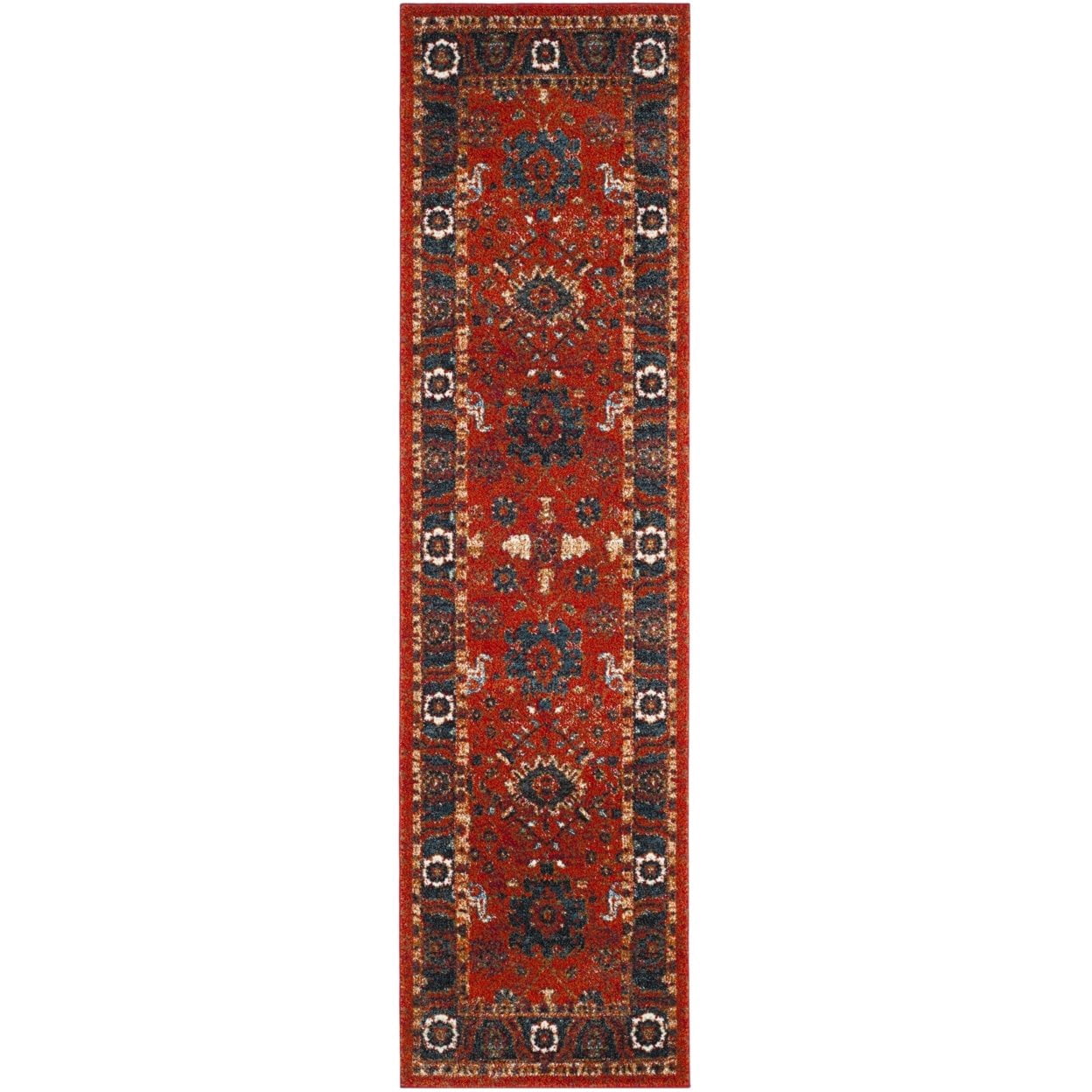 SAFAVIEH Vintage Hamadan Pema Traditional Area Rug, Orange/Blue, 5'3" x 7'6"