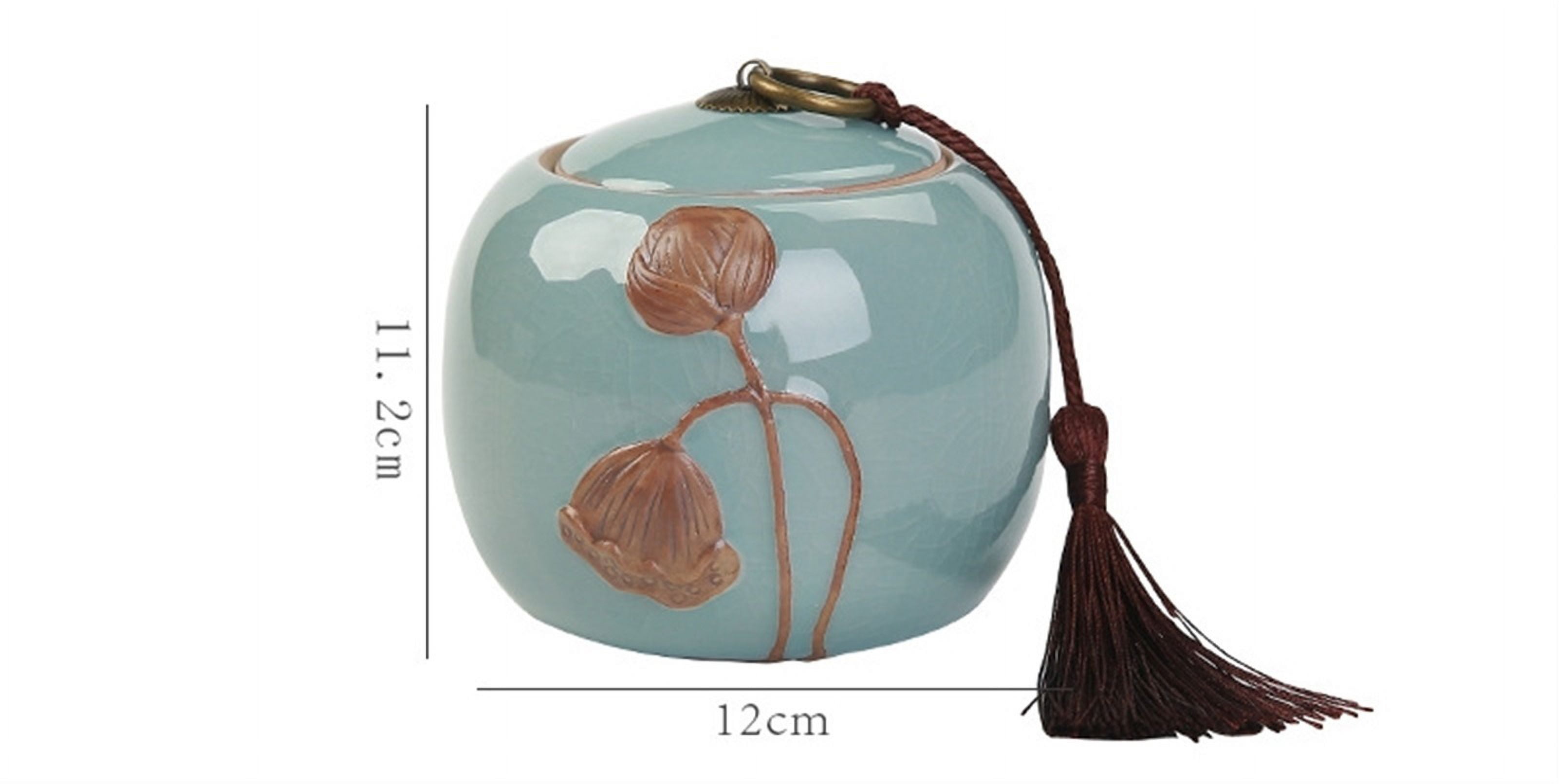 700ml Large Pottery Vintage Lotus Jar Tight Seal Container Ceramics Pot Elegance Leak-Proof Pet Ashes Urn