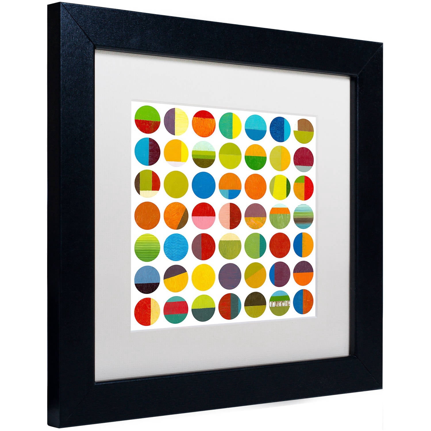 Trademark Fine Art "Forty Nine Circles" Canvas Art by Michelle Calkins, White Matte, Black Frame