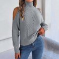thumbnail image 2 of Rovga Fall Winter Casual Off The Shoulder Turtleneck Hollow Out Long Sleeve Knitted Pullover Knitwear Women Warm Dailywear, 2 of 6