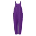 thumbnail image 5 of Women's Adjustable Strap Overalls Sleeveless Loose Fit Wide Leg Jumpsuits Comfy Casual Rompers with Pockets Purple L, 5 of 5