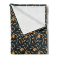 thumbnail image 2 of Tangerine Soft Flannel Fleece Throw Blanket, Repetitive Pattern with Swirling Branches Citrus Fruits, Cozy Plush for Indoor and Outdoor Use, 70" x 90", Dark Night Blue Marigold, by Ambesonne, 2 of 5