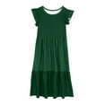 thumbnail image 4 of Spazoro Kids Girls Dresses, Fashion Round Neck Short Sleeve Solid Color Princess Dress for Child Girls Green Size 8 T, 4 of 6