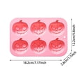 thumbnail image 2 of Pink 6-Cavity Pumpkin Face Silicone Mold - 3 Jack-O'-Lantern Designs, Non-Stick Food-Grade Baking Pan for Halloween Chocolate, Candy, Cake & Soap, 2 of 6