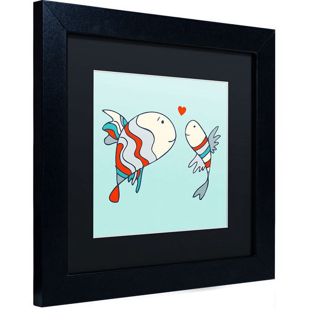 Carla Martell 'Two Little Love Fish' Black Matted Framed Art