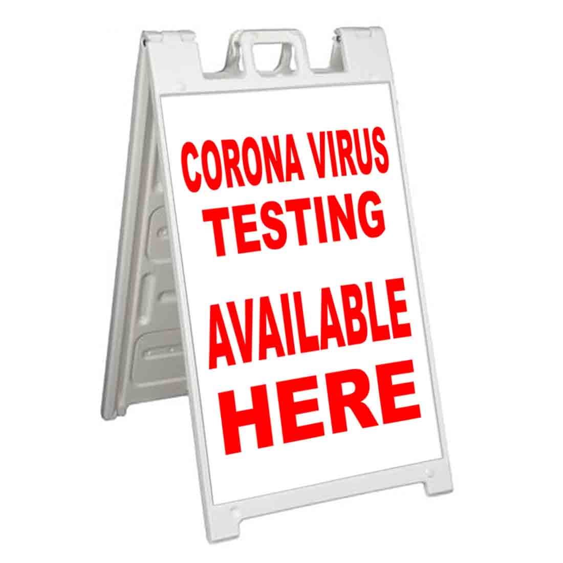 Virus Testing Available Here (24" X 36") Standard A-Frame Signicade, Includes Decal Applied To Stand