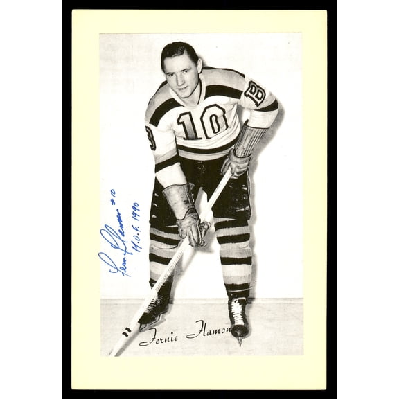 Fern Flaman Autographed 1944-63 Beehive Group 2 4.5x6.5 Photo Boston Bruins "HOF 1990" SKU #176781