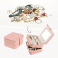 thumbnail image 2 of REGALWOVEN 2 Layer Accessory Box with Mirror, PU Leather Accessory Organizer Case Storage Display Holder Pink, 2 of 7