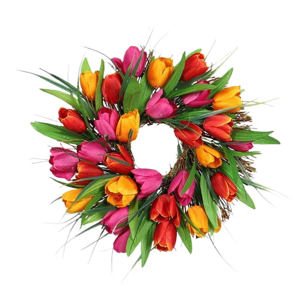 Corona de puerta de 30-40 cm, guirnalda vivificante de primavera, adornos decorativos para el hogar. 30 CENTIMETROS