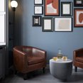 thumbnail image 2 of Modern Contemporary Upholstered Barrel Tub Club Accent Chair, Brown, 2 of 6