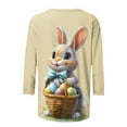 thumbnail image 4 of Fartey Happy Easter Shirts for Women 2025 Cute Bunny Graphic Tees Plus Size 3/4 Sleeve Tunic Blouse Loose Casual Summer Crew Neck T Shirts Multicolor S-5XL, 4 of 5