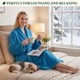 thumbnail image 6 of PAVILIA Teal Blue Women Robe Fleece Plush Soft, Fluffy Fuzzy Cozy Warm Lightweight Bathrobe, Shower Spa House Long Robe for Women, 2XL/3XL, 6 of 9