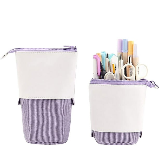 Portalápices telescópico, estuche de papelería, bolsa transformadora de pana
