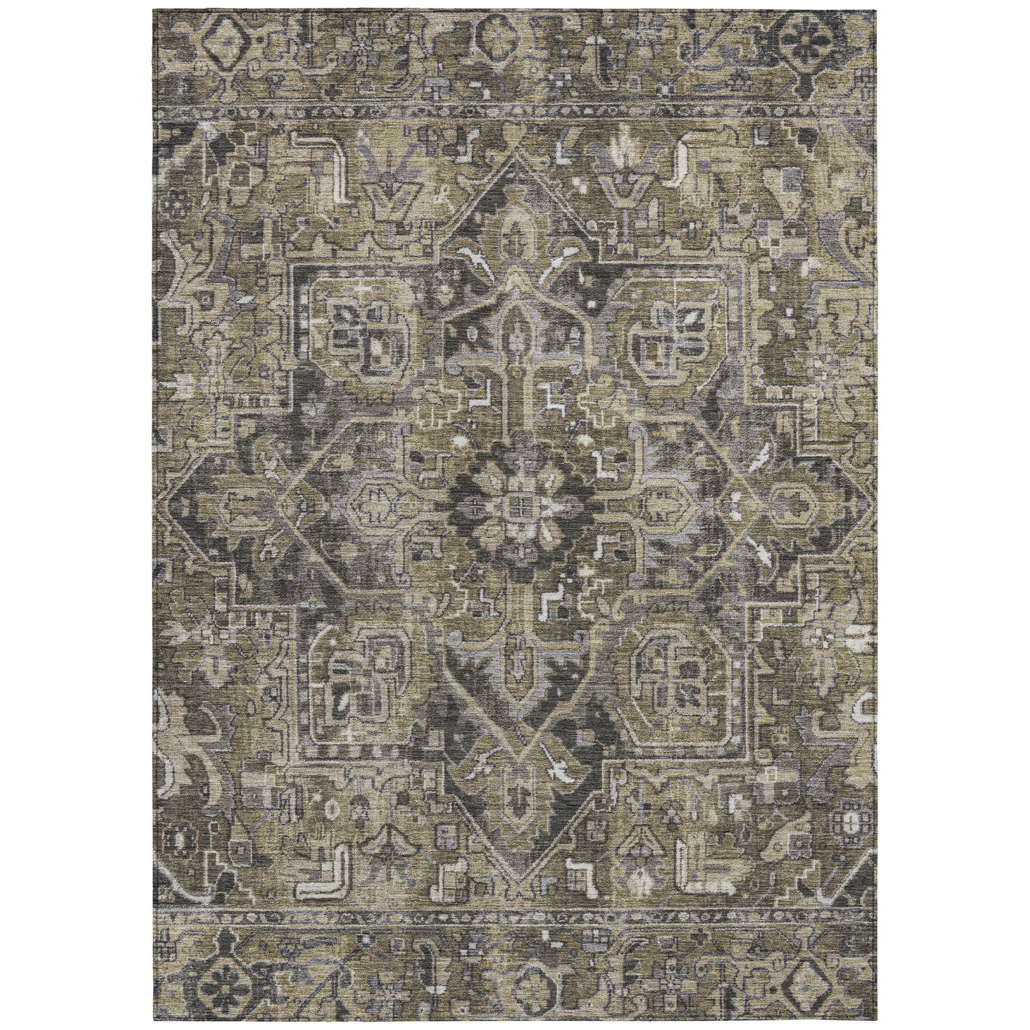Addison Rugs Chantille Indoor/Outdoor Traditional Oriental Taupe Washable Rectangle Rug, 10' x 14'