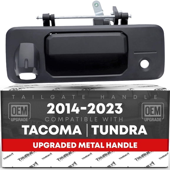 Tailgate Handle Assembly, Upgraded Metal - Compatible with 2014-2022 Toyota Tacoma, Toyota Tundra - Liftgate Latch Assembly, Textured Black - W/Camera Hole, LED Hole - OEM 69090-0C090-Metal, 97982