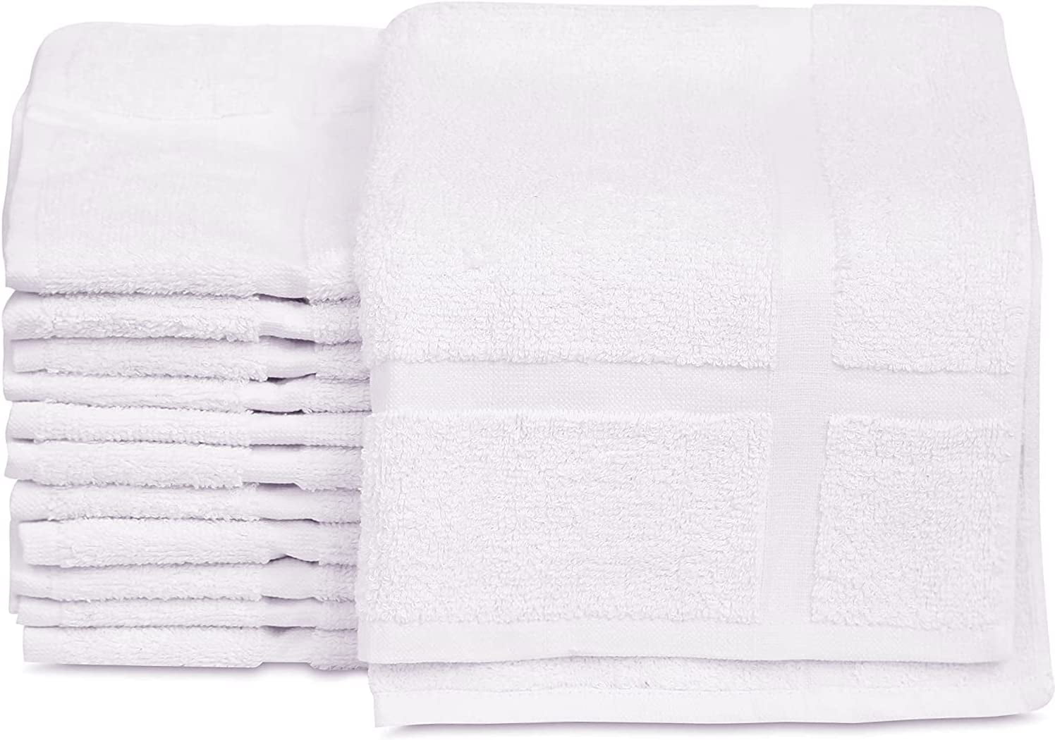 GOLD TEXTILES 12 Pack New Cotton Blend Economy White Hotel Bath Mat