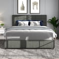 thumbnail image 3 of M optimized Queen/Full Platform Bed Upholstered Bed Frame with Height Adjustable Headboard 4 Drawers Metal Legs Queen/Full Size Platform Bed, 3 of 9