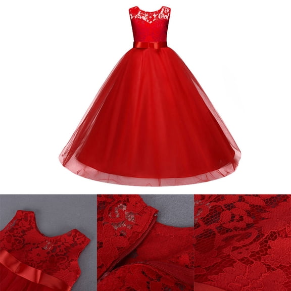 Raindrops Childrens Mesh Tutu Dress 1Pack Red Tulle Birthday Dress for Girls