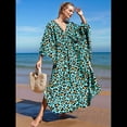 thumbnail image 4 of Vestido Caftán con Estampado Animal para Mujer, Talla Grande, para Playa, Verano 2025 Leopardo Azul Talla Única, 4 of 10
