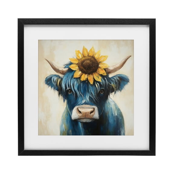 Stupell Industries Farmhouse Pastoral Sunflower Highland Black Framed Print Under Glass, 13 x 13, by Tina LeCour