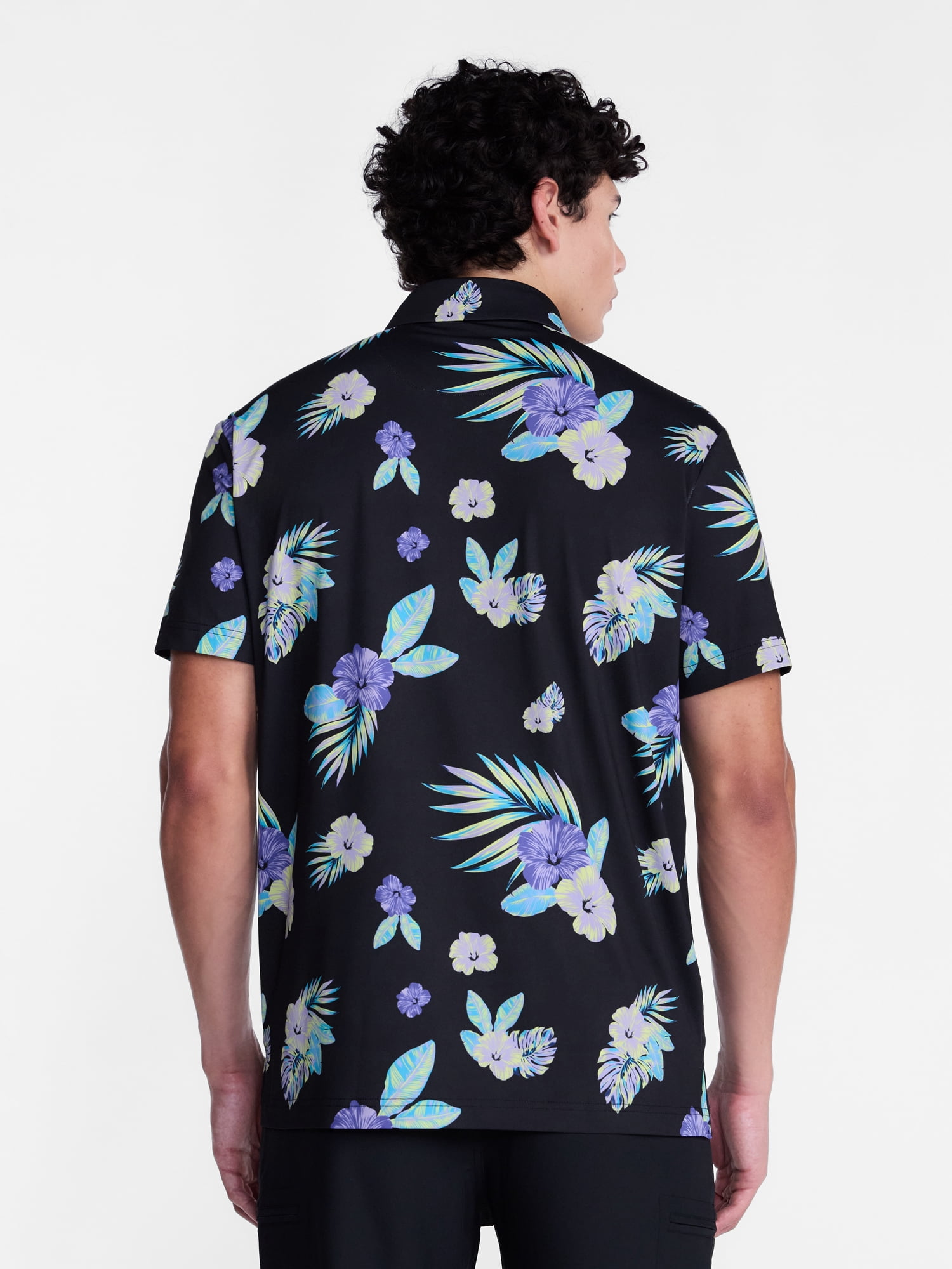 Birdie Bound Men's and Big Men's Printed Bloom Flowers Polo Shirt, Sizes XS-4XLT