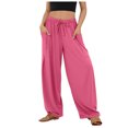 thumbnail image 2 of ICHUANYI Clearance Women's Casual Elastic Waist Drawstring Long Pants With Pocket(Hot Pink, S) ICHUANYI WER2023081401186, 2 of 8