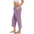 thumbnail image 4 of Women's Summer Casual Loose High-Waist Drawstring Straight Capri Pants , Beach Casual Long Pants, 4 of 6