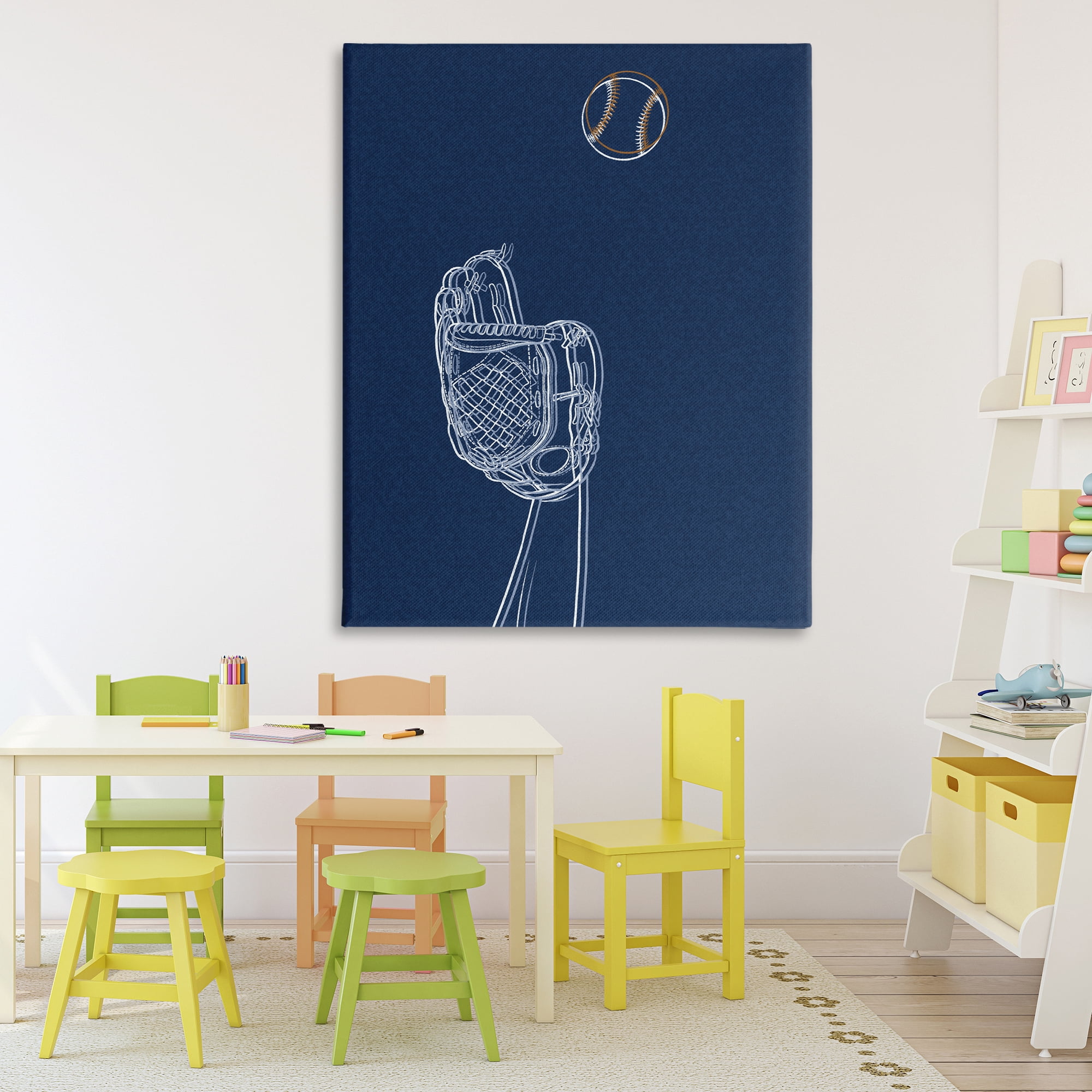 Stupell Industries Baseball Lines Contour Canvas Wall Art, design by Marcus Prime