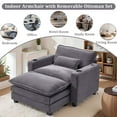 thumbnail image 2 of Armrest Sofa with Ottoman,Gexpusm Oversized Upholstered Corduroy Sofa Chair with Cup Holders & USB Ports for Bedroom,Living Room,Small Spaces,Lounge Sofa Chair,Gray, 2 of 7