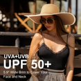 thumbnail image 2 of Beach Hats for Women Big Straw Wide Brim Summer Hat Floppy Foldable Roll up Cap Sun Hat UPF 50+, 2 of 5