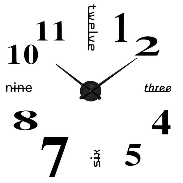 Leutsin 3D Stick On Wall Clock Modern-Art Design Decal DIY Mirror Sticker Mute HomeDecor