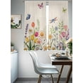thumbnail image 4 of Wildflowers Sheer Curtains 63 Inch Length 2 Panels Set Window Treatments, Spring Vintage Tulip Butterfly Floral Leaf Rod Pocket Semi Curtains for Living Room/Bedroom/Kitchen Décor, 104"W x 63"L, 4 of 7