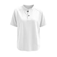 thumbnail image 6 of Kinrui Short Sleeve Sweatshirts for Women Casual Crew Neck Button Pullover Tops Lightweight Solid Color Sweater Shirts White L, 6 of 6