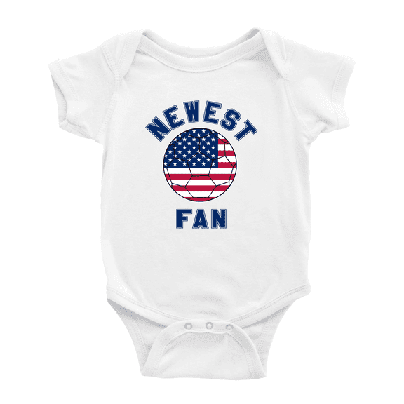 Newest United States National Soccer Team Fan Cute Baby Romper (White, 6-12 Months)
