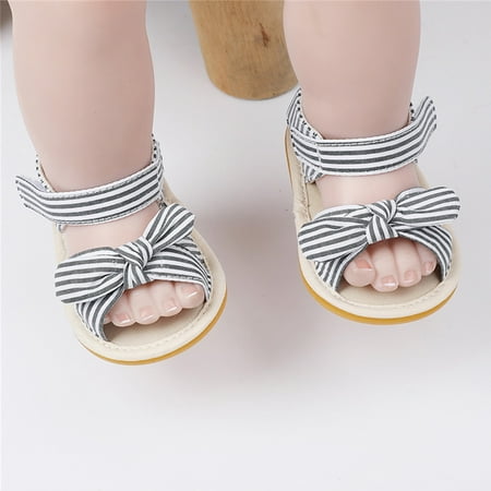 

dyfzdhu baby sandals girls open toe plaid striped bowknot shoes first walkers shoes summer toddler flat sandals