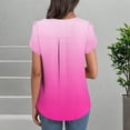thumbnail image 4 of Ruimatai Women's V-Neck Short Sleeve Blouse Casual Button Down Ombre Print Top Comfortable Summer Fashion T-Shirt, 4 of 6