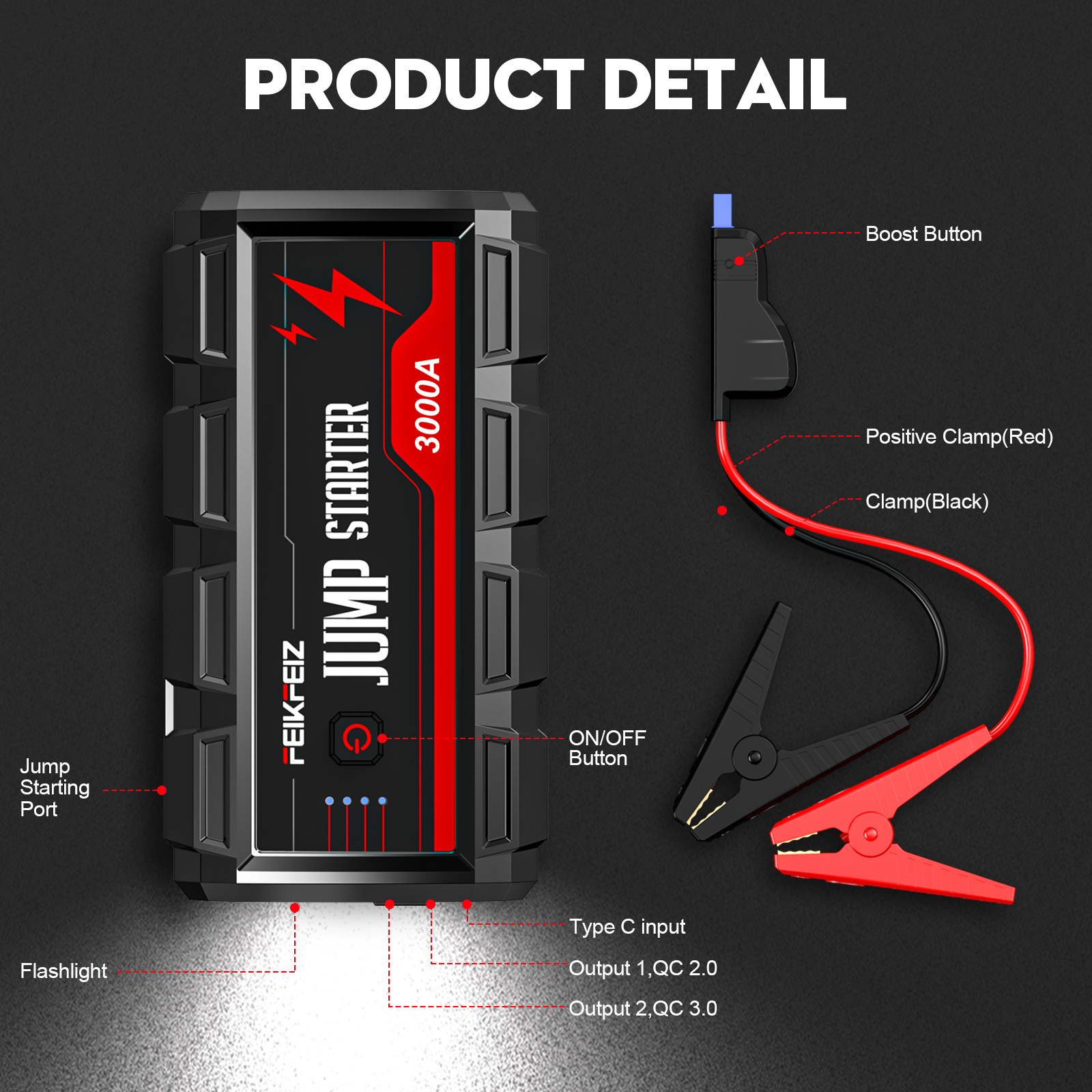NEXPOW Battery Jump Starter, 2000A Peak Battery Starter,, 41 OFF