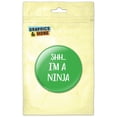 thumbnail image 1 of Shh I'm a Ninja Handwritten White on Green Pinback Button Pin Badge, 1 of 2