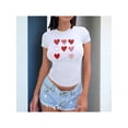 thumbnail image 1 of Playera Blusa De 9 Corazones Distintos Dibujados Ropa De Mujer Color Blanco Talla Chica Marca Emil SaEs, 1 of 4