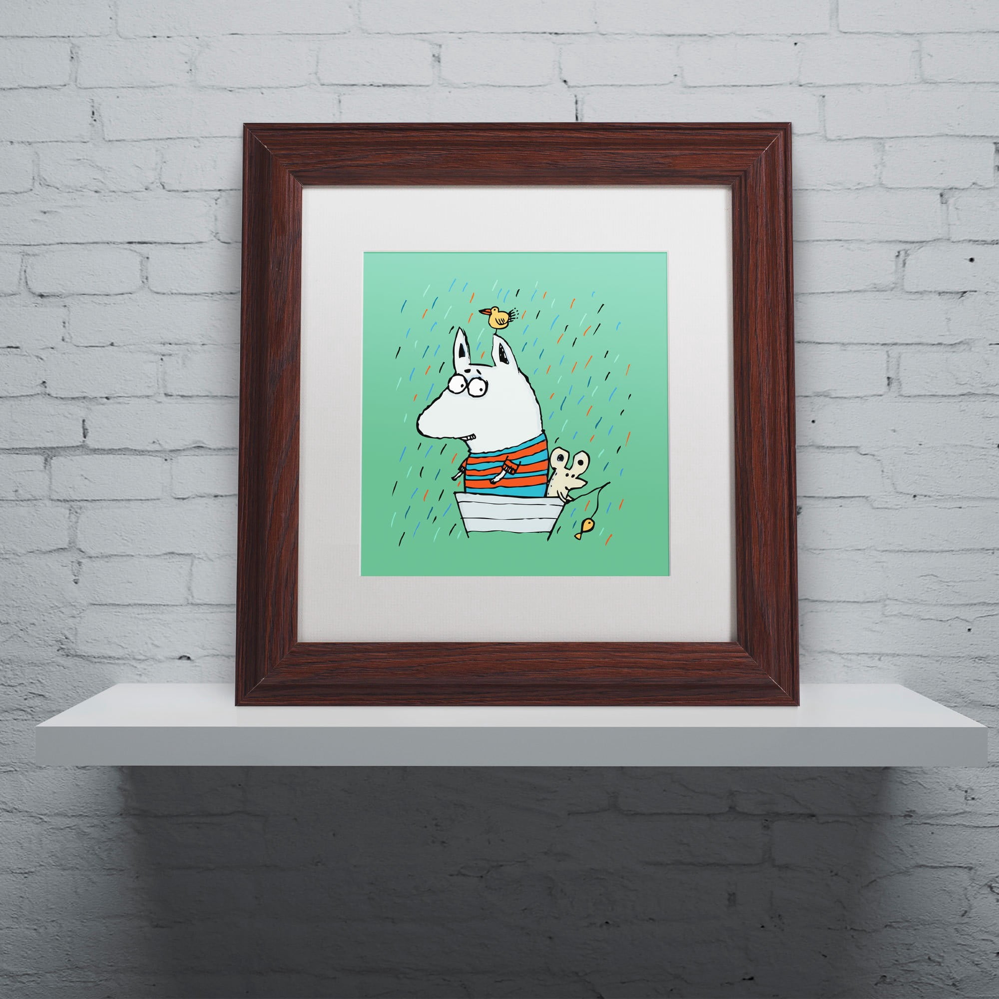 Trademark Fine Art "Lost at Sea" Canvas Art by Carla Martell, White Matte, Wood Frame