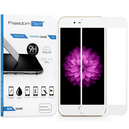 FREEDOMTECH White For Apple iPhone 6 Plus and iPhone 6S Plus Brand New High Quality 9H Premium Real HD Tempered Glass Screen Protector LCD Protector Film For iPhone 6